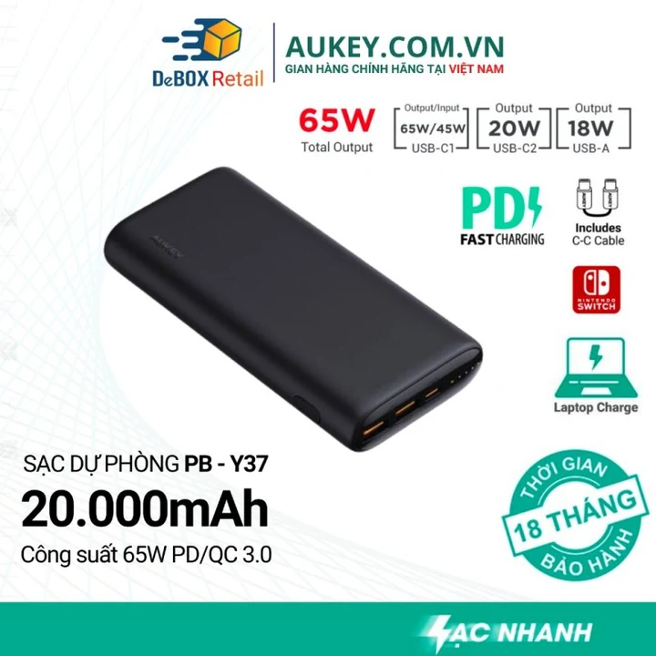Aukey PB-Y37 30000mAh 18W